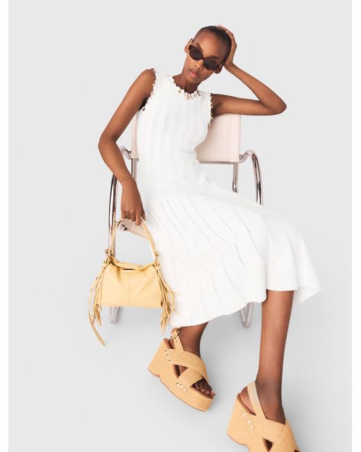 Maje White Knit Dress With Jewellery