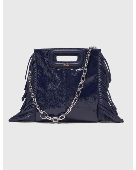 Maje Blue Naplak Leather M Mini Bag