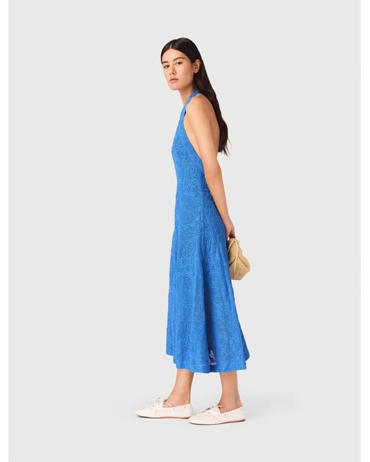 Maje Blue Backless Guipure Maxi Dress