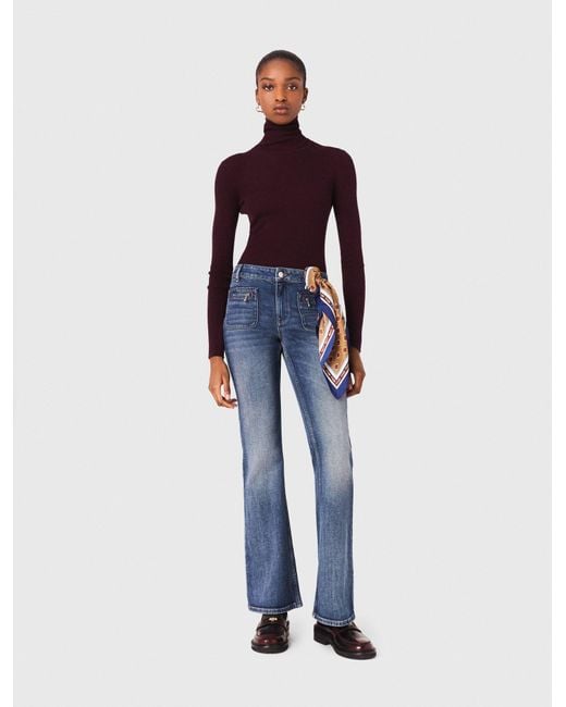 Jean Bootcut À Poches Zippées Maje en coloris Blue