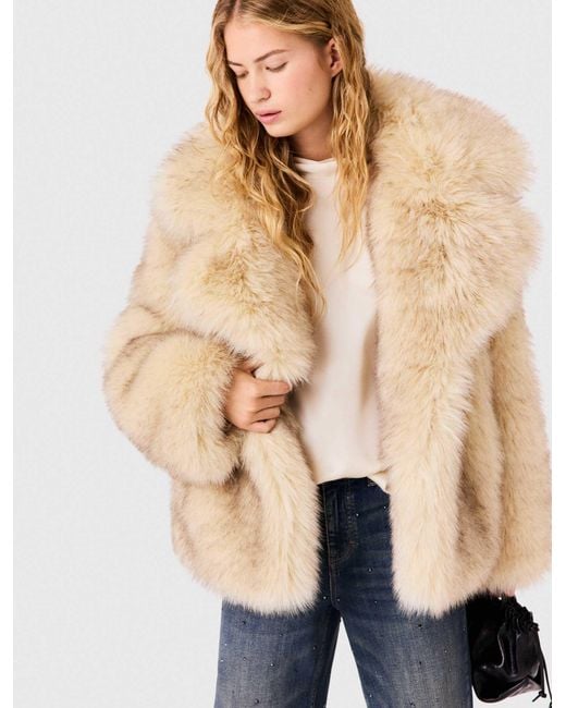 Maje Blue Oversized Faux Fur Coat