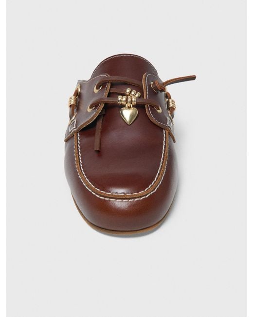 Maje Brown Bootsschuh-Mule Aus Leder