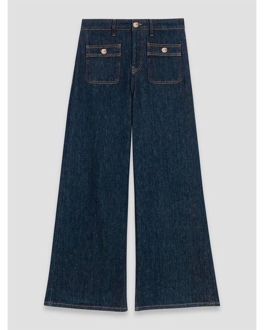 Maje Blue Wide Jeans With Patch Pockets