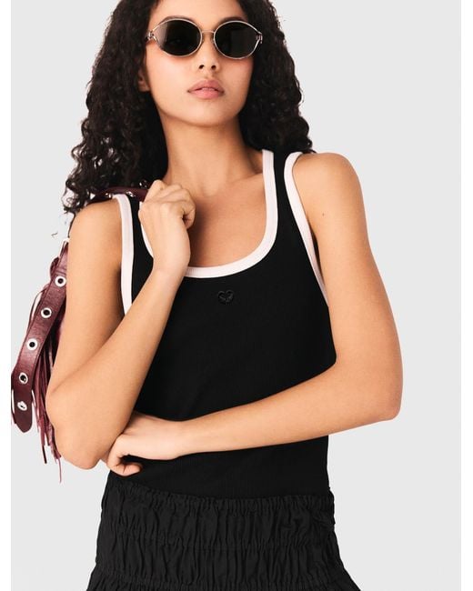 Maje Natural Ribbed Vest Top