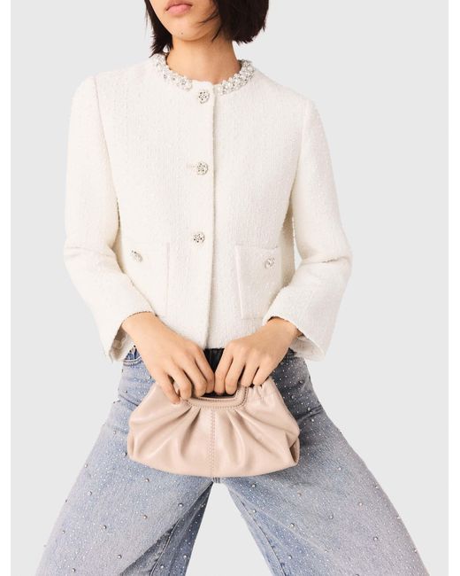 Maje Pink Naplak Leather Milpli Mini Clutch