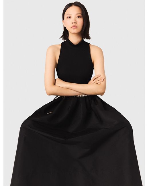 Maje White Mixed-Material Taffeta Dress