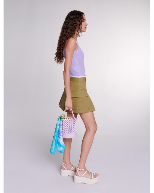Mini Jupe Plissee Maje en coloris Vert Lyst