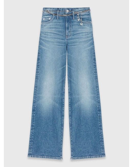 Maje Blue Jeans With Chain-Link Belt