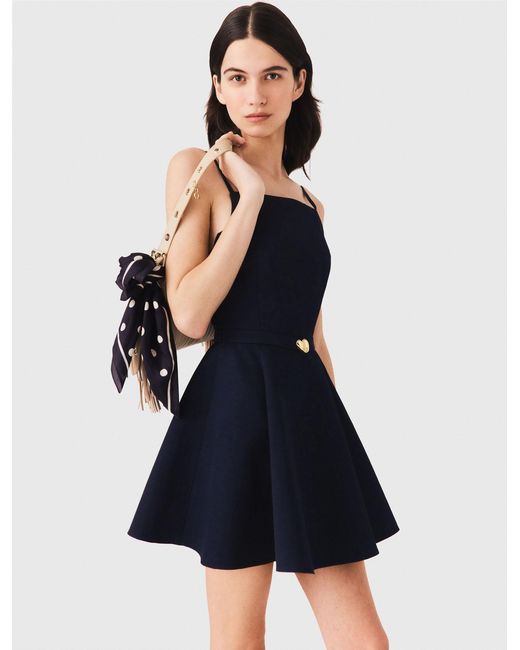 Maje Blue Flared Dress With Straps