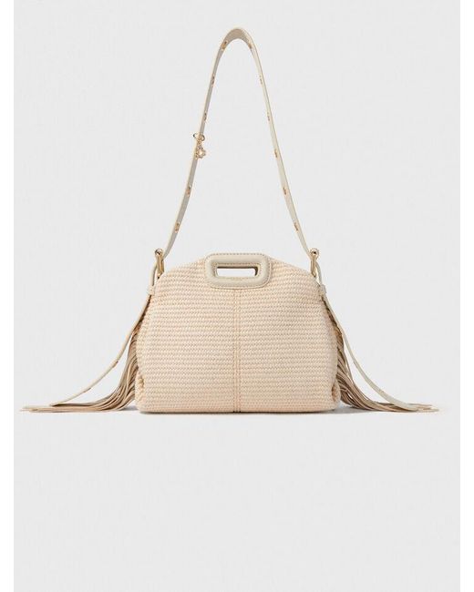 Maje Natural Raffia Effect Miss M Mini Bag