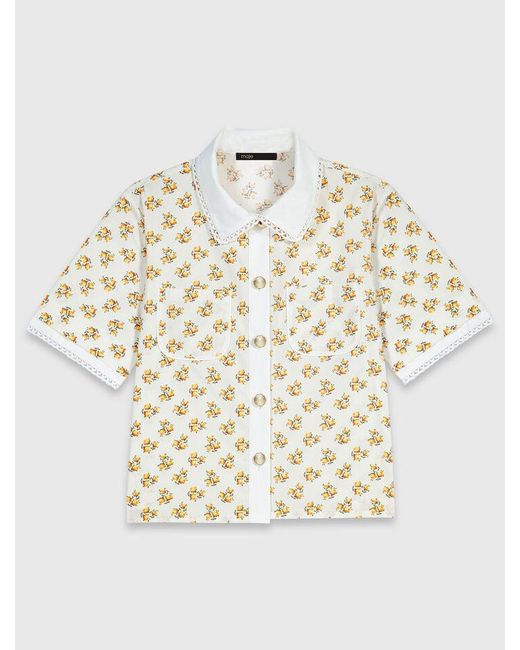 Maje White Patterned Shirt With Croquet Trim