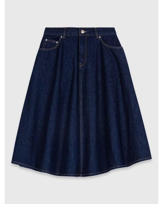 Maje Blue Mid-Length Flared Denim Skirt
