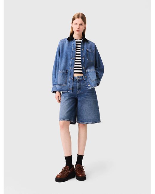 Maje Blue Jacke Aus Verwaschenem Denim