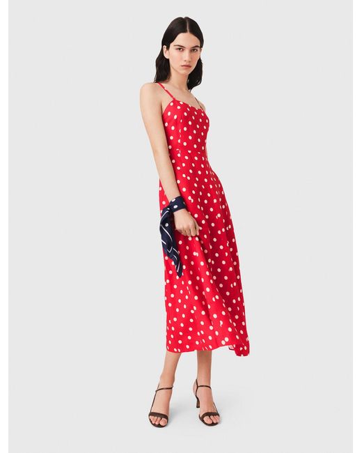Maje Red Backless Linen-Blend Maxi Dress