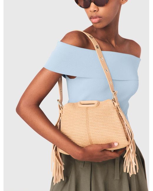 Maje Natural Raffia Effect Miss M Mini Bag