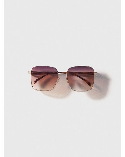 Maje Pink Eckige Sonnenbrille Aus Materialmix