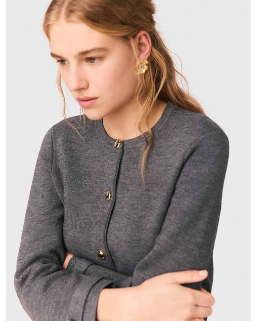 Maje Multicolor Removable Striped Collar Cardigan