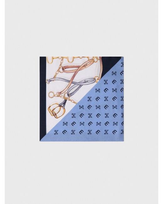 Maje Blue Equestrian Motif Silk Scarf