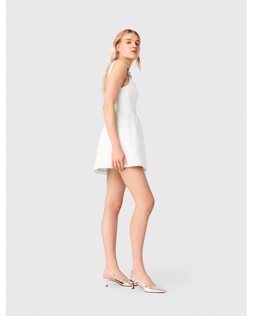 Maje White Short Satin Dress