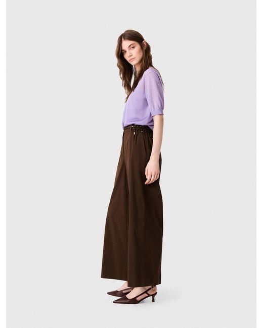 Maje White Wide-Leg Cotton Trousers
