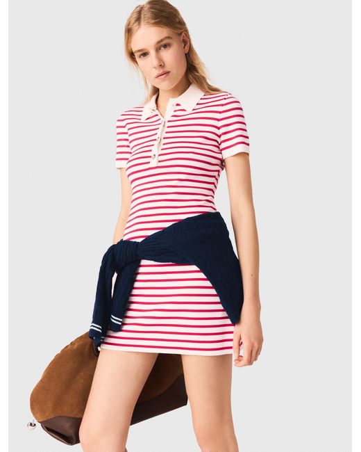 Maje Pink Striped Polo Dress