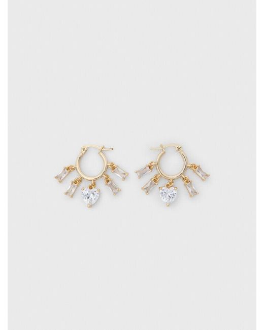 Maje White Tone Rhinestone Hoops