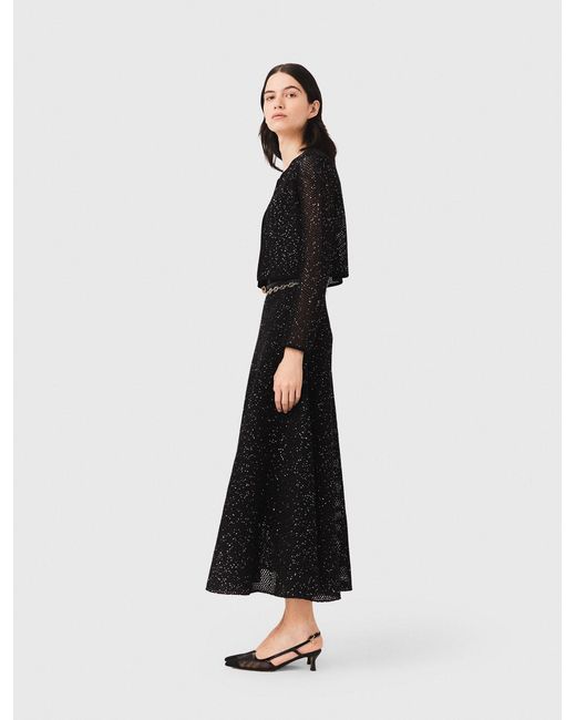 Maje Black Rhinestone Knit Cardigan