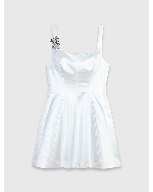 Maje White Short Satin Dress