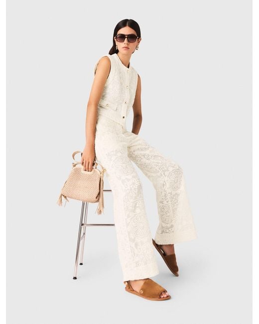 Maje White Guipure Lace Trousers