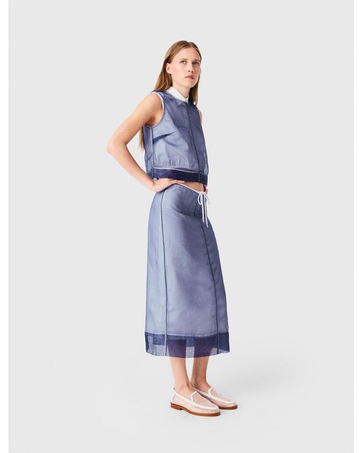 Maje Blue Cotton And Removable Organza Skirt
