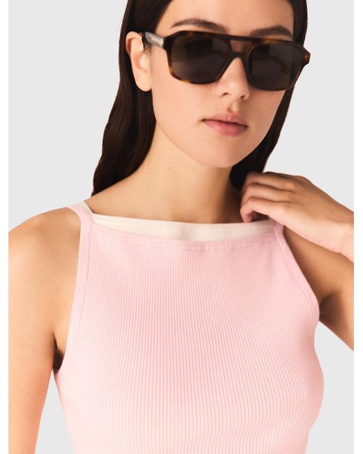 Maje Natural High Straight-Neck Top