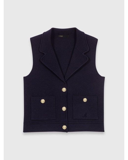 Maje White Polo Knit Cardigan