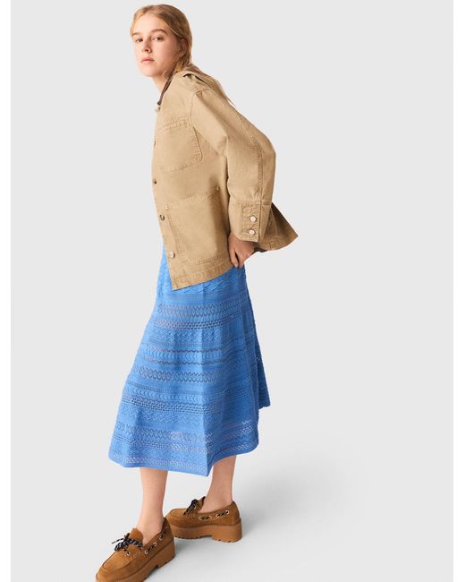 Maje Blue Denim Jacket With Pleated Back
