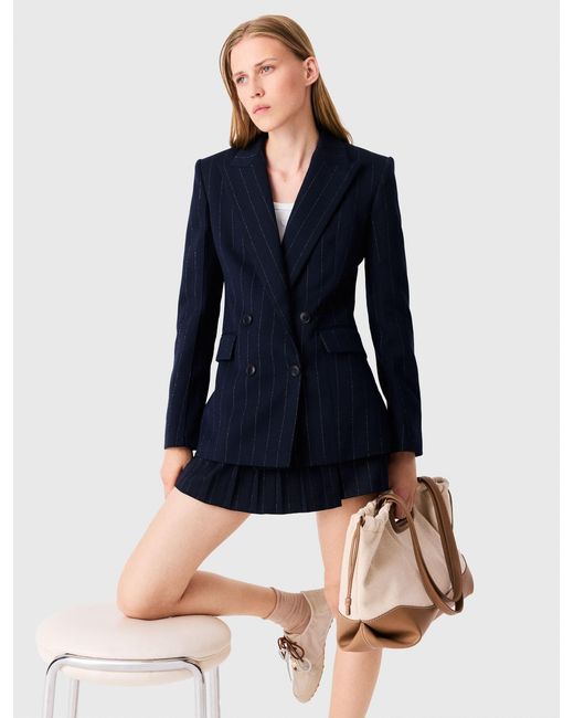 Maje Blue Double-Breasted Suit Jacket