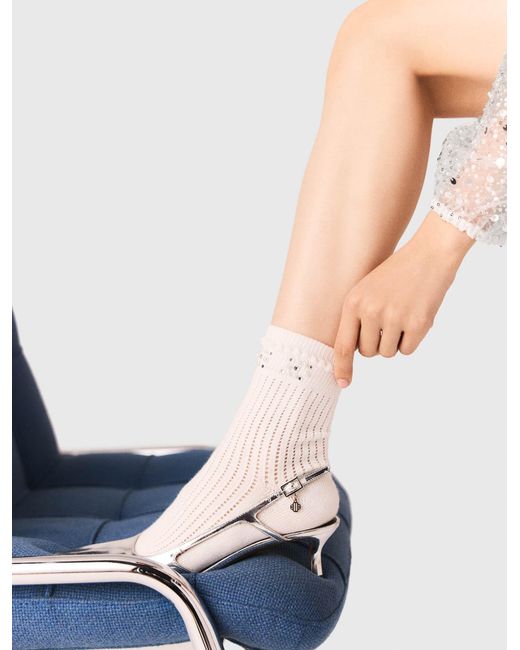 Maje White Pearl Pointelle Socks