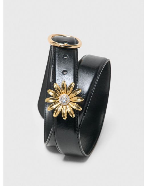 Maje White Leather Belt With Removable Jewel