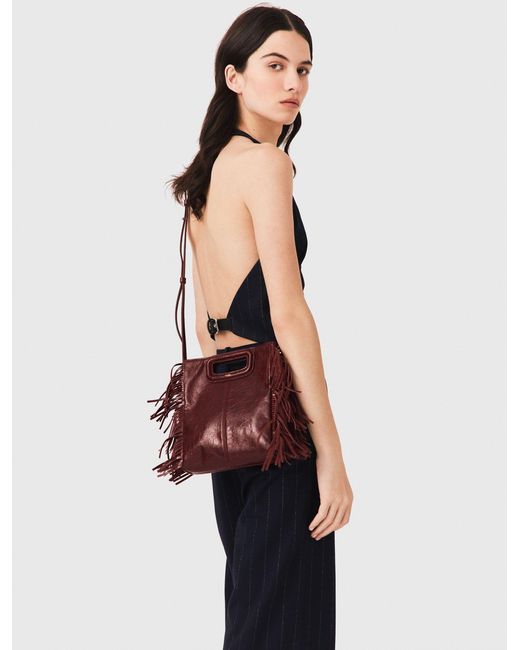 Maje Red Crackled Leather M Bag