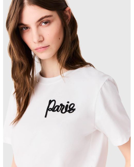 Maje Blue T-Shirt With Embroidered Paris Logo