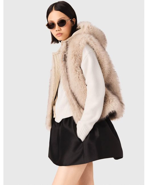 Maje Natural Short Faux Fur Jacket