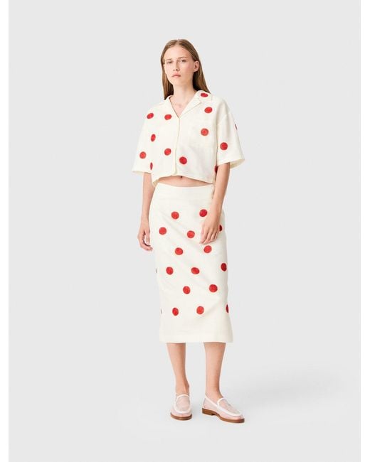 Maje White Embroidered Linen And Silk Shirt