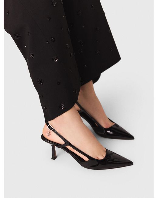 Maje White Patent Leather Slingback Pumps