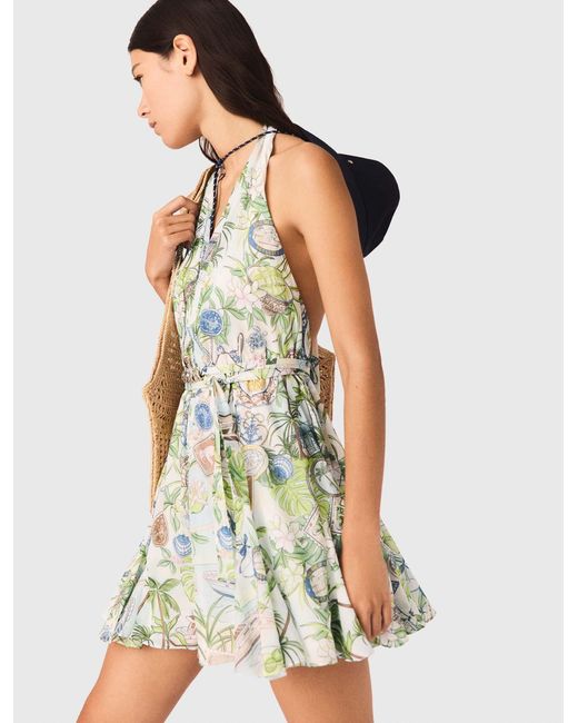 Maje White Short Patterned Backless Dress