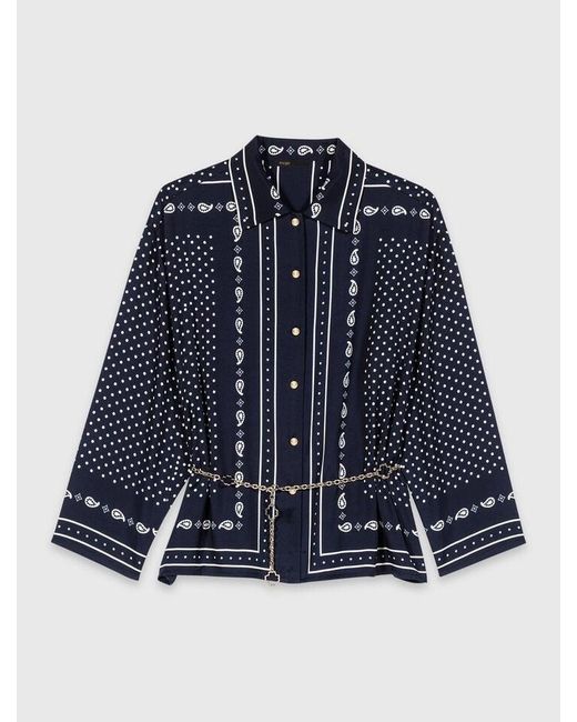 Maje Blue Flowing Printed Shirt