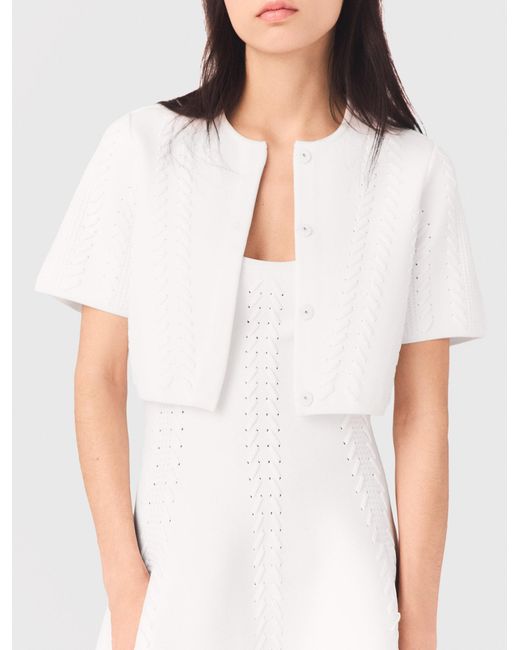 Maje White Cropped Cardigan