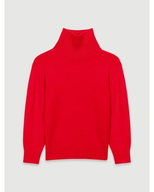 Maje Red High-Neck Cashmere Jumper