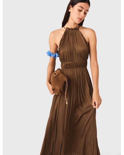 Maje Natural Pleated Maxi Dress