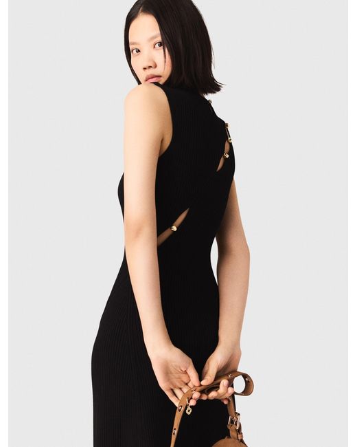 Maje White Cutaway Rib Knit Maxi Dress