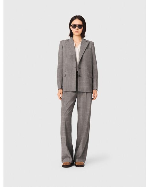 Maje White Checked Suit Jacket