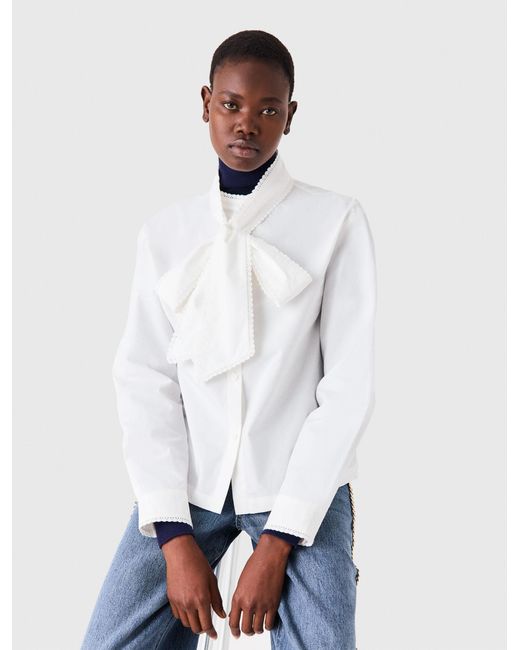 Maje Blue Shirt With Removable Pussy Bow