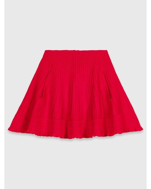 Maje Red Compact Knit Short Skirt